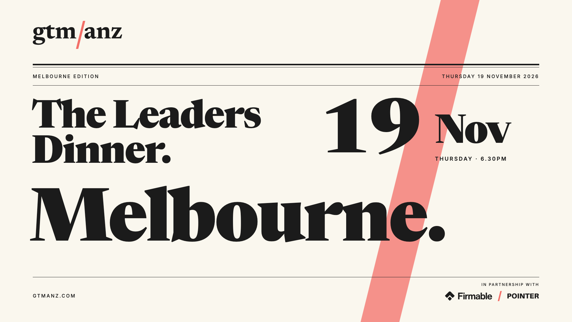 GTM ANZ Leaders Dinner: Melbourne