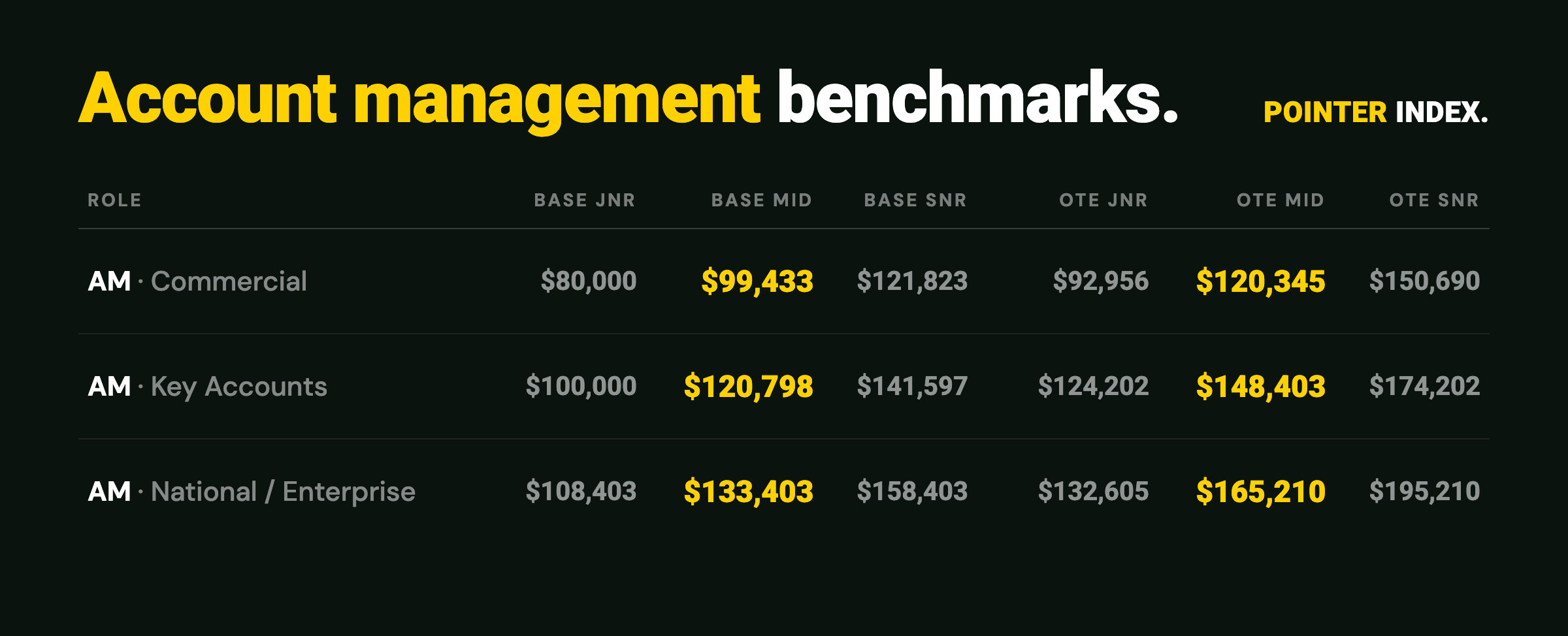 ANZ account management salary benchmarks by segment