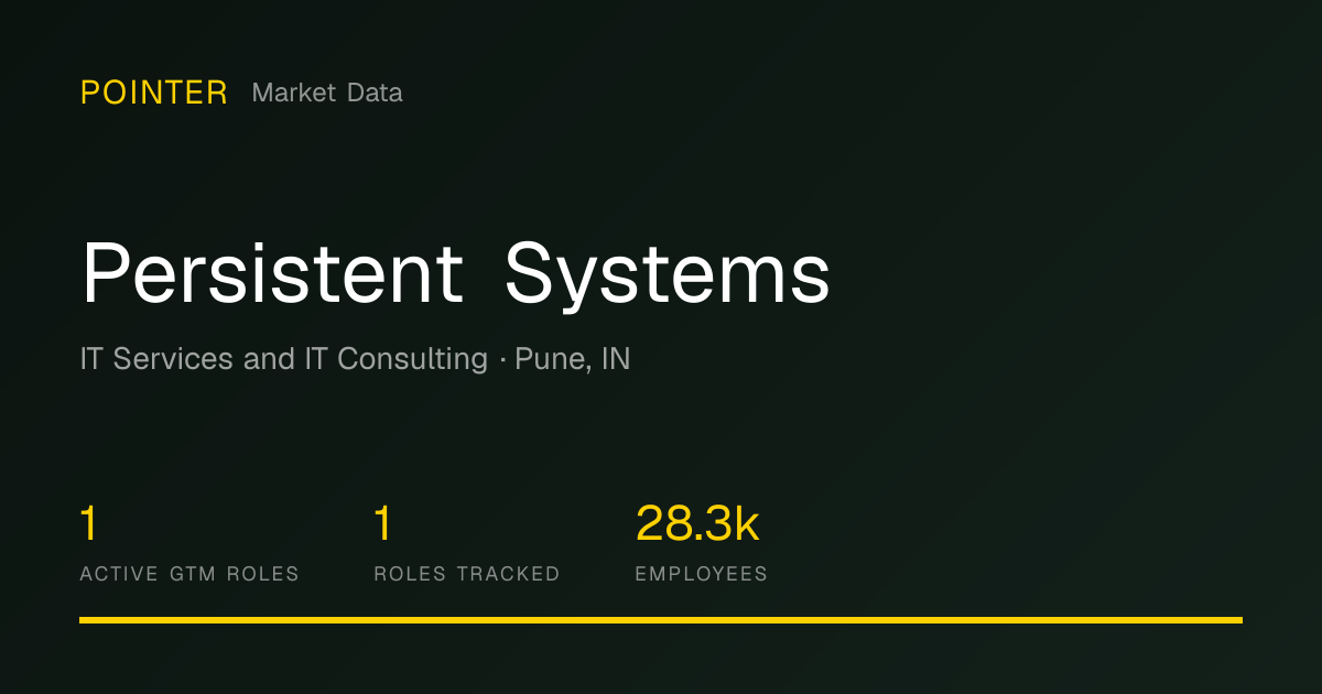 Persistent Systems - GTM Jobs | Pointer Market Data